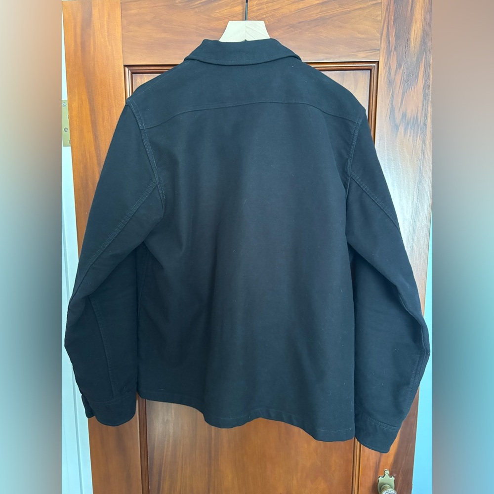 Buck Mason Black Sueded Moleskin Chore Coat with Brass Zipper (Large) - Picture 5 of 6
